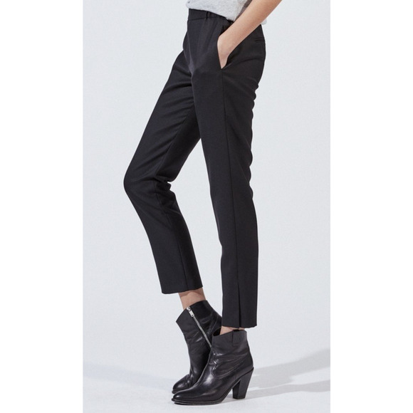 NEW! Nili Lotan 8 Elastic Waist 100% Wool Chelsea Pants $450 Crop Jet Black - Picture 2 of 12
